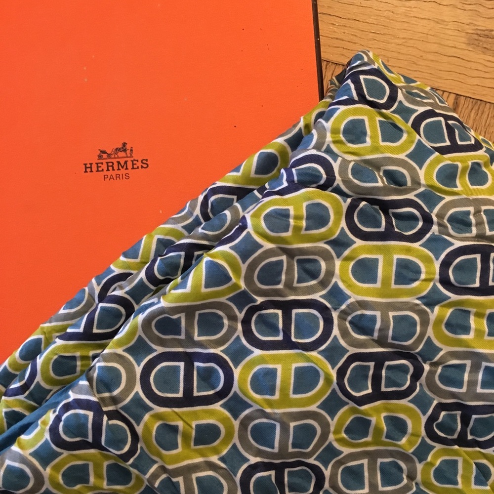 Hermes Scarf Blue & Green NWT